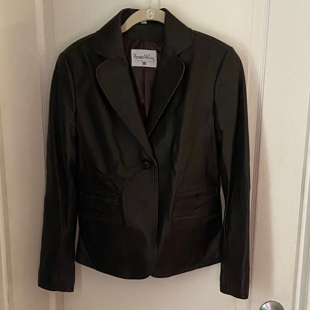 Pamela McCoy Women's Dark Brown Leather Blazer